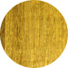 Round Abstract Yellow Modern Rug, abs3057yw