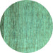 Round Machine Washable Abstract Turquoise Modern Area Rugs, wshabs3057turq