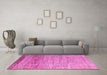 Machine Washable Abstract Pink Modern Rug in a Living Room, wshabs3057pnk