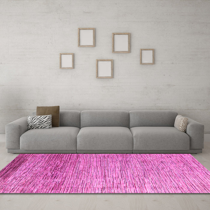 Machine Washable Abstract Pink Modern Rug in a Living Room, wshabs3057pnk