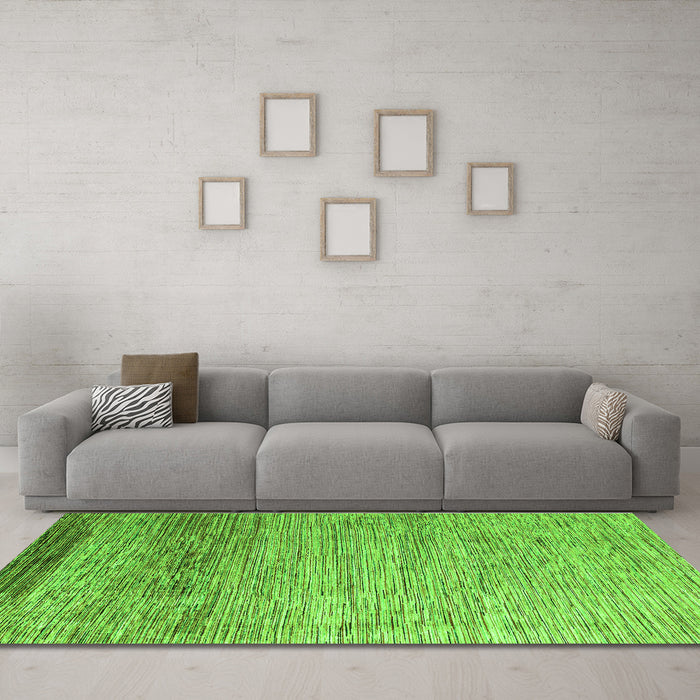 Machine Washable Abstract Green Modern Area Rugs in a Living Room,, wshabs3057grn