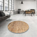 Round Abstract Red Modern Rug in a Office, abs3057