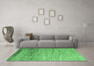 Machine Washable Abstract Emerald Green Modern Area Rugs in a Living Room,, wshabs3057emgrn