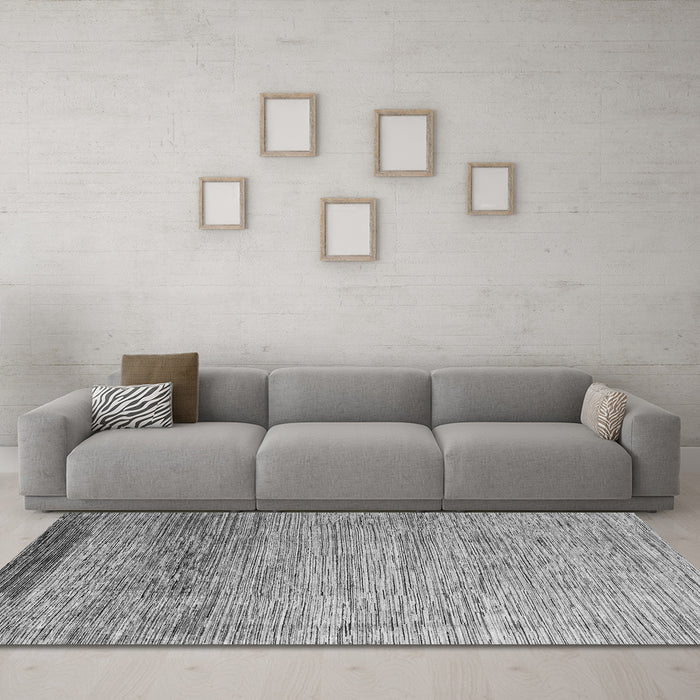 Machine Washable Abstract Gray Modern Rug in a Living Room,, wshabs3057gry