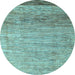 Round Machine Washable Abstract Light Blue Modern Rug, wshabs3057lblu