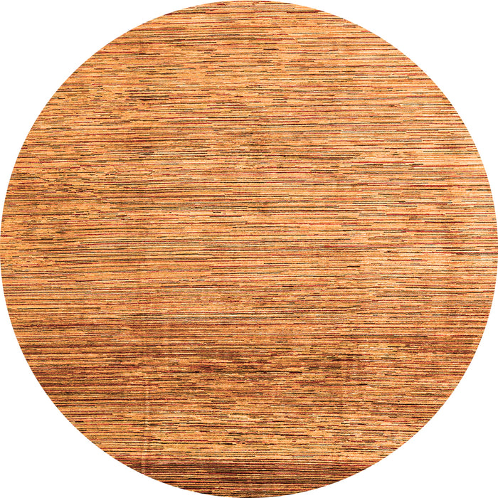 Round Machine Washable Abstract Orange Modern Area Rugs, wshabs3057org