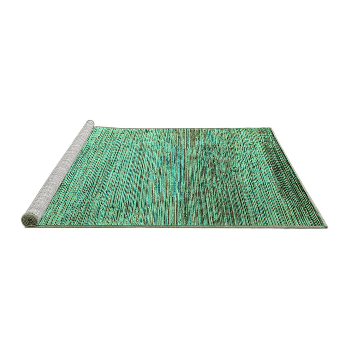 Sideview of Machine Washable Abstract Turquoise Modern Area Rugs, wshabs3057turq
