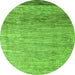 Round Abstract Green Modern Rug, abs3057grn