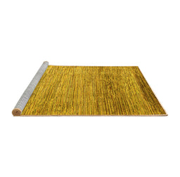 Sideview of Machine Washable Abstract Yellow Modern Rug, wshabs3057yw