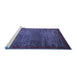 Sideview of Machine Washable Abstract Blue Modern Rug, wshabs3058blu