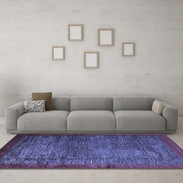 Machine Washable Abstract Blue Modern Rug in a Living Room, wshabs3058blu