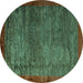 Round Abstract Turquoise Modern Rug, abs3058turq