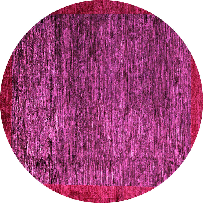 Round Machine Washable Abstract Pink Modern Rug, wshabs3058pnk