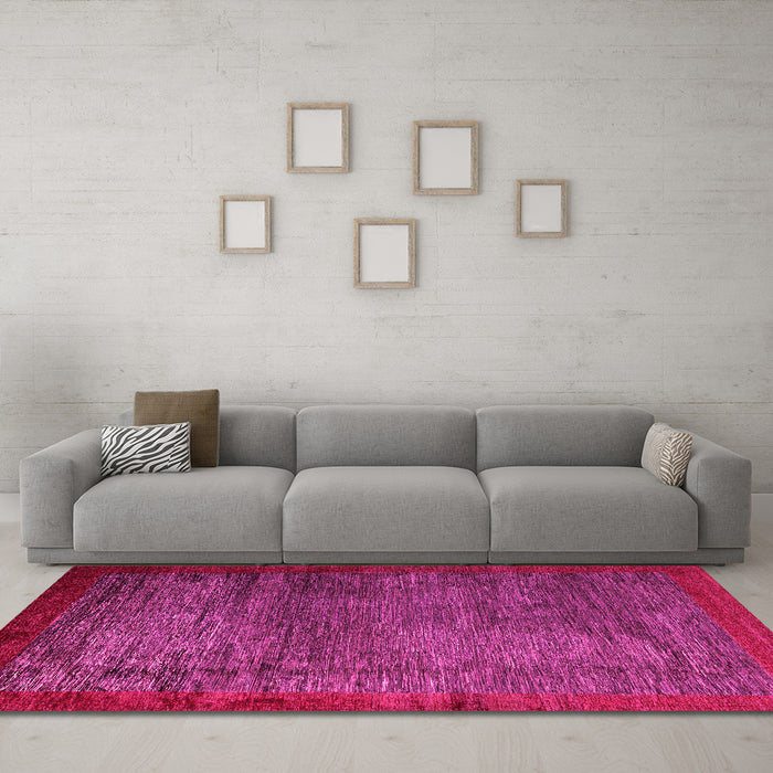 Machine Washable Abstract Pink Modern Rug in a Living Room, wshabs3058pnk