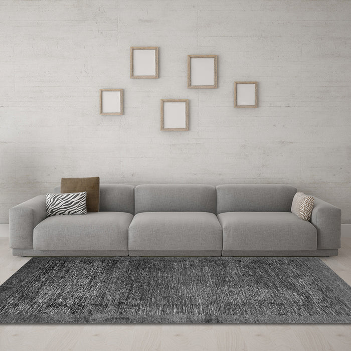 Machine Washable Abstract Gray Modern Rug in a Living Room,, wshabs3058gry