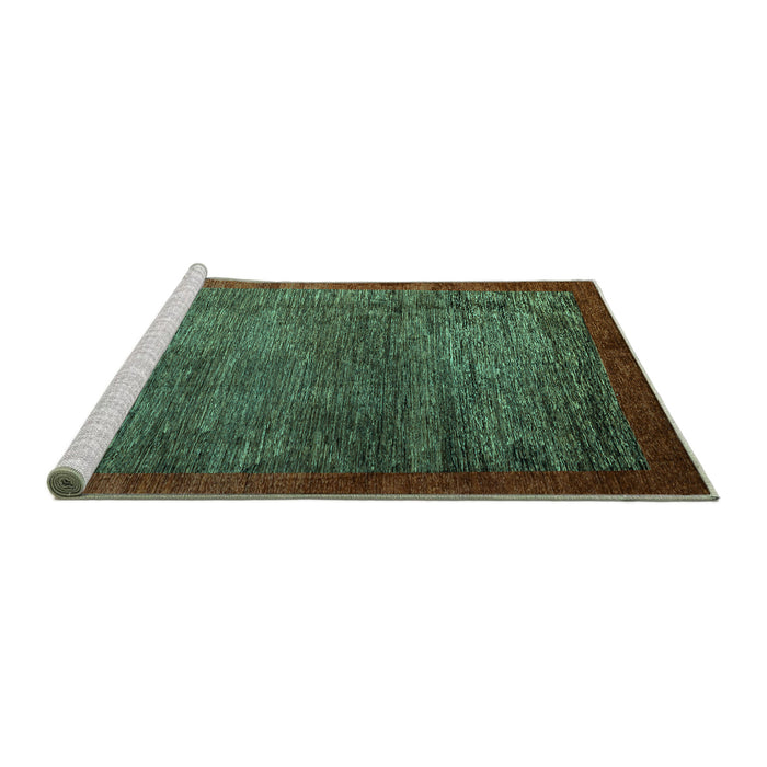 Sideview of Machine Washable Abstract Turquoise Modern Area Rugs, wshabs3058turq