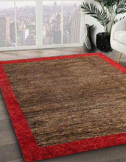 Machine Washable Abstract Light Brown Rug in a Family Room, wshabs3058