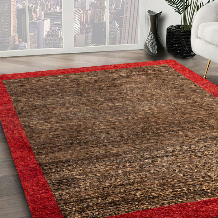 Machine Washable Abstract Light Brown Rug in a Family Room, wshabs3058