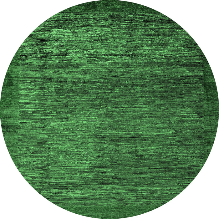 Round Abstract Emerald Green Modern Rug, abs3058emgrn