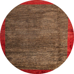 Round Abstract Light Brown Modern Rug, abs3058