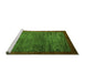 Sideview of Machine Washable Abstract Green Modern Area Rugs, wshabs3058grn