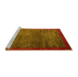 Sideview of Machine Washable Abstract Yellow Modern Rug, wshabs3058yw