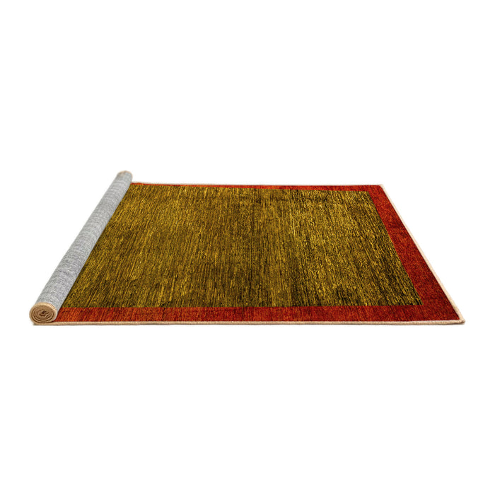 Sideview of Machine Washable Abstract Yellow Modern Rug, wshabs3058yw