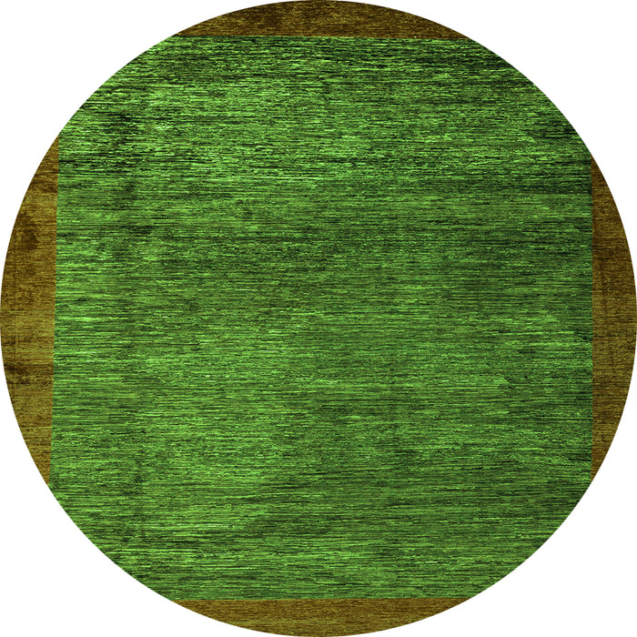 Round Abstract Green Modern Rug, abs3058grn