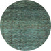 Round Abstract Light Blue Modern Rug, abs3059lblu