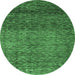 Round Abstract Emerald Green Modern Rug, abs3059emgrn