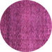 Round Machine Washable Abstract Pink Modern Rug, wshabs3059pnk