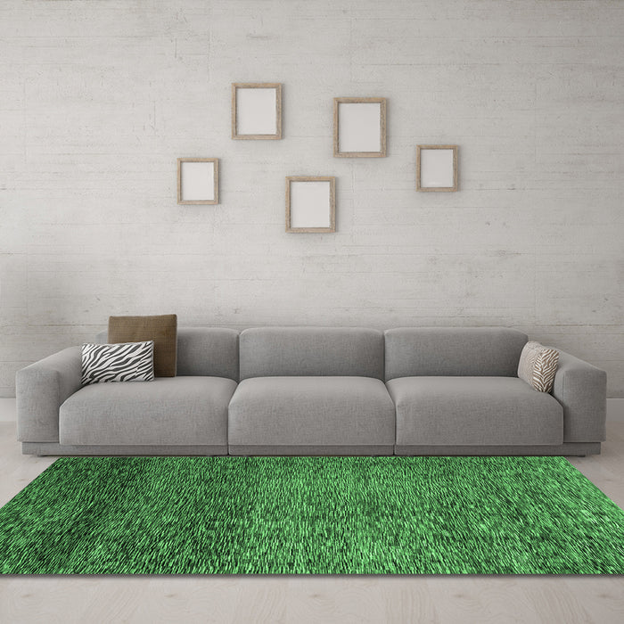 Machine Washable Abstract Emerald Green Modern Area Rugs in a Living Room,, wshabs3059emgrn