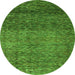 Round Machine Washable Abstract Green Modern Area Rugs, wshabs3059grn