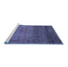 Sideview of Machine Washable Abstract Blue Modern Rug, wshabs3059blu