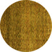 Round Machine Washable Abstract Yellow Modern Rug, wshabs3059yw