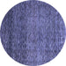 Round Abstract Blue Modern Rug, abs3059blu