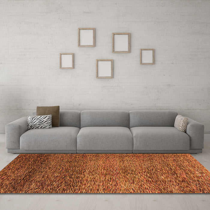 Machine Washable Abstract Orange Modern Area Rugs in a Living Room, wshabs3059org