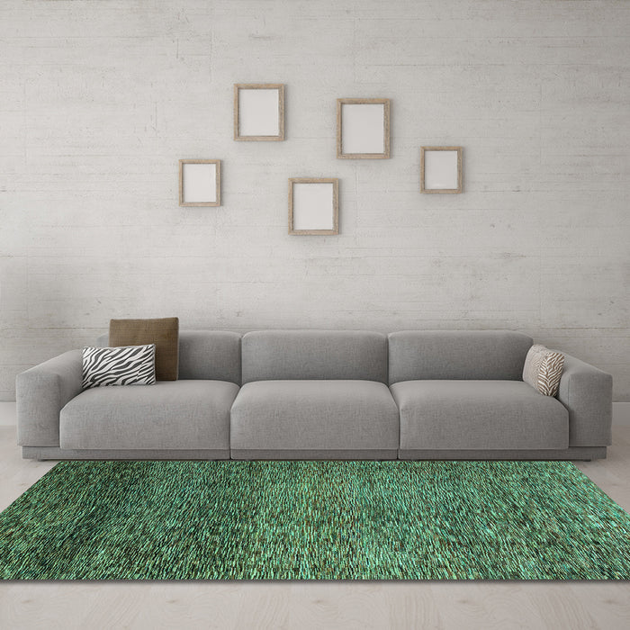 Machine Washable Abstract Turquoise Modern Area Rugs in a Living Room,, wshabs3059turq