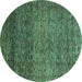 Round Abstract Turquoise Modern Rug, abs3059turq