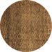 Round Abstract Brown Modern Rug, abs3059brn