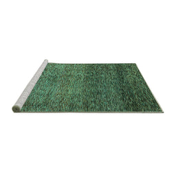 Sideview of Machine Washable Abstract Turquoise Modern Area Rugs, wshabs3059turq