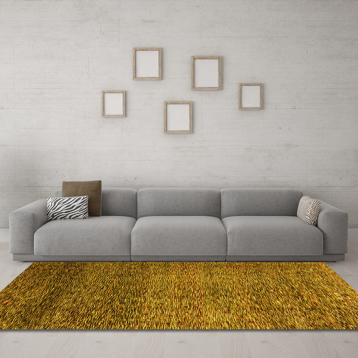 Machine Washable Abstract Yellow Modern Rug in a Living Room, wshabs3059yw