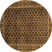 Round Machine Washable Southwestern Brown Country Rug, wshabs305brn