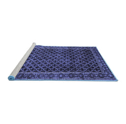 Sideview of Machine Washable Southwestern Blue Country Rug, wshabs305blu