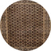 Round Machine Washable Abstract Bakers Brown Rug, wshabs305