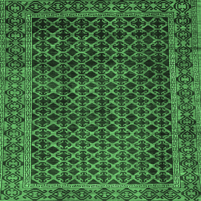 Square Machine Washable Southwestern Emerald Green Country Area Rugs, wshabs305emgrn