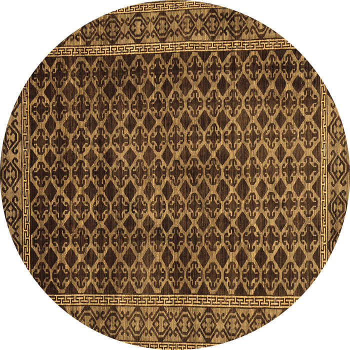 Round Southwestern Brown Country Rug, abs305brn