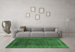 Machine Washable Southwestern Emerald Green Country Area Rugs in a Living Room,, wshabs305emgrn