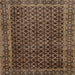 Square Machine Washable Abstract Bakers Brown Rug, wshabs305