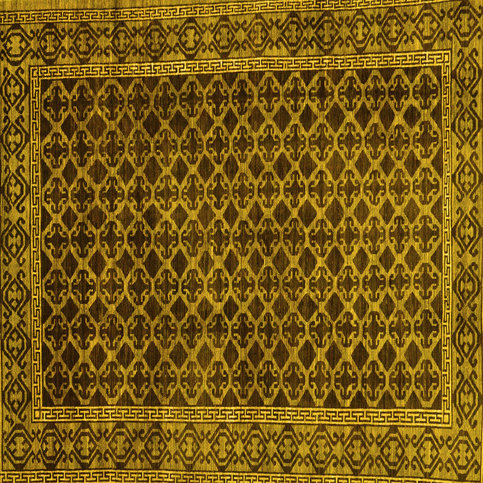 Square Machine Washable Southwestern Yellow Country Rug, wshabs305yw